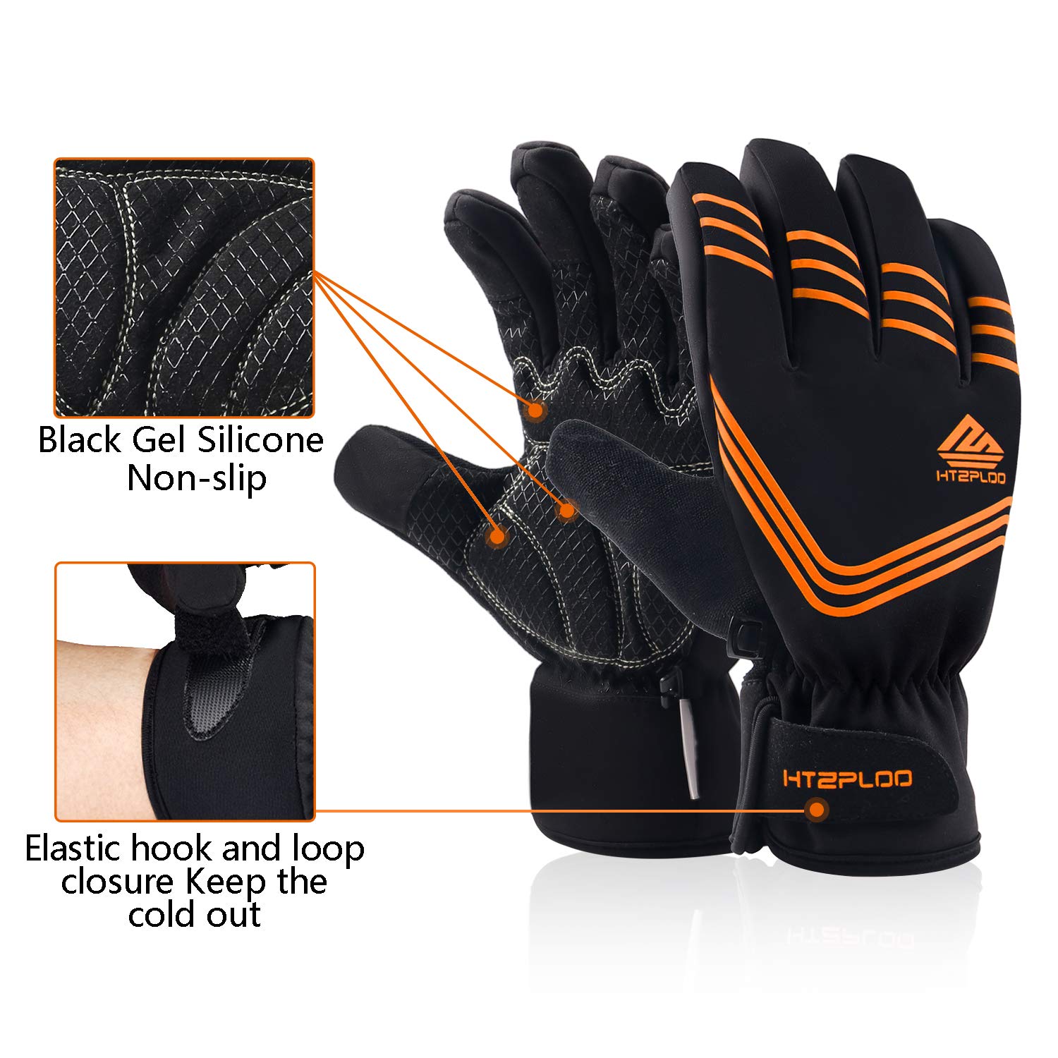 Winterhandschuhe Wasserdicht & Winddicht mit stoßdämpfendem Pad Anti-Rutsch Isolierte Warme Handschuhe für Radfahren Laufen Wandern Skifahren