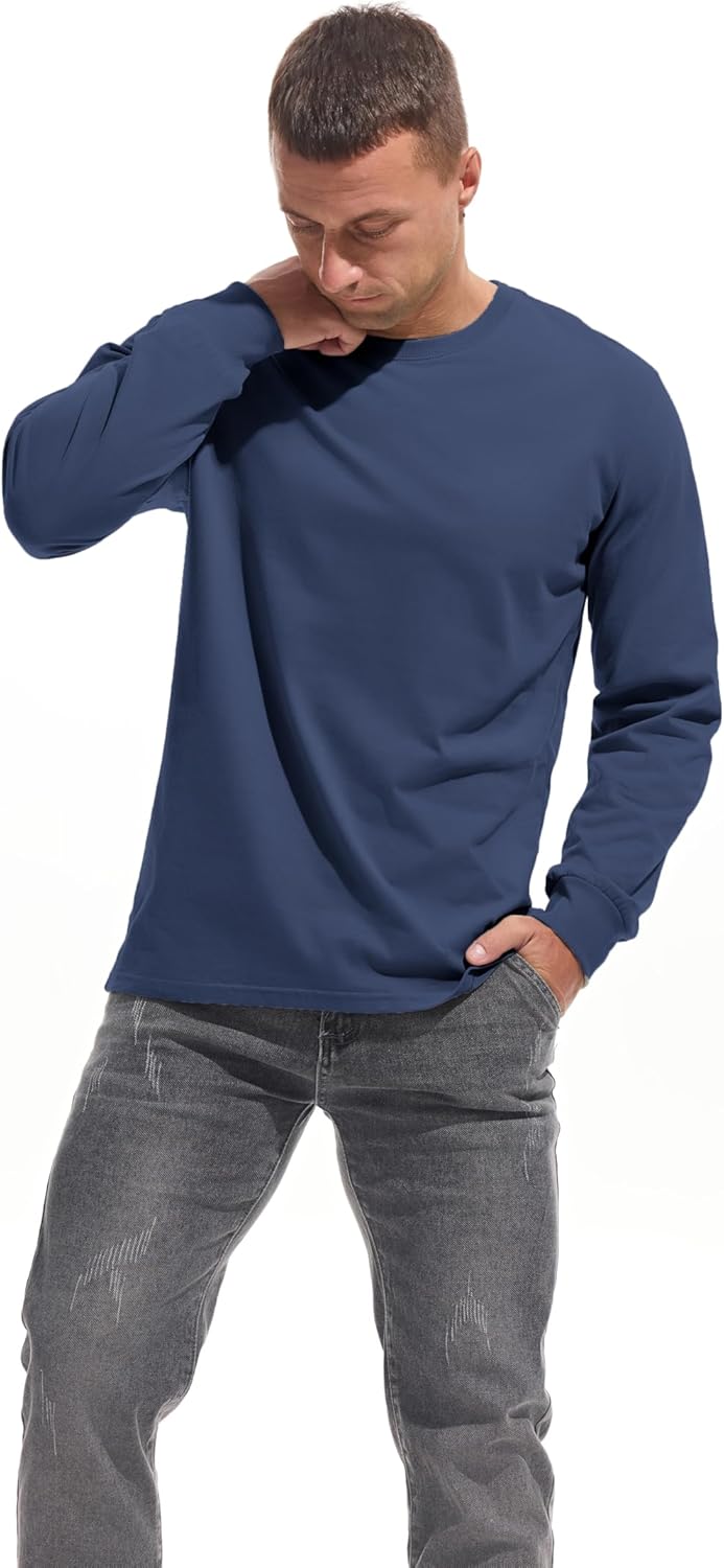 VEIISAR Men's Heavy Weight Crew Neck T-Shirt Mens Premium Cotton Tee - Pre Shrunk S-3XL - Image 3