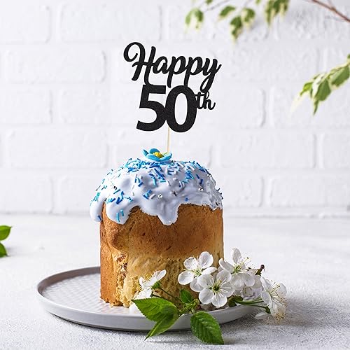 Miniatura 4 de 3 piezas de decoración para pastel de 50 años, con purpurina negra, número 50, decoración para felicitaciones a 50 años de edad, 50 cumpleaños,