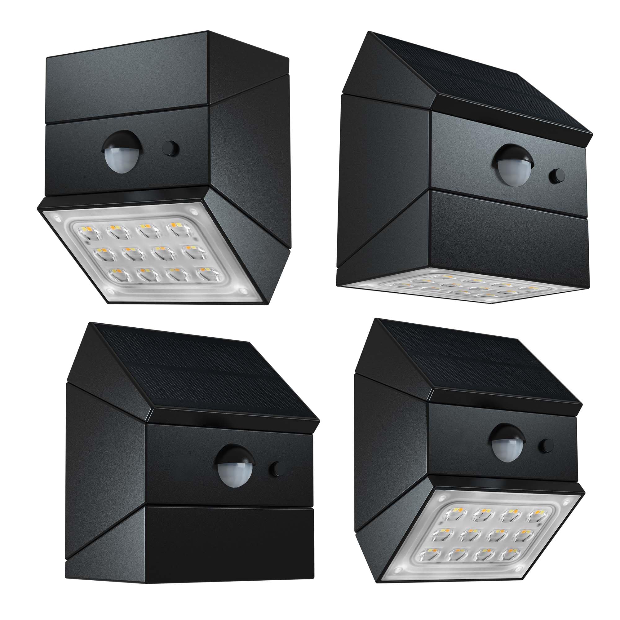 2 x LumiCube Solar-Wandleuchten, anpassbare Formen, LED, 2 x Lumicube mit Bewegungsmelder, Höhe 10 cm