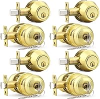 Vista 26 de Probrico Juego de pomo redondo para puerta de entrada y cerrojo de cilindro único, bronce aceitado, paquete de 1