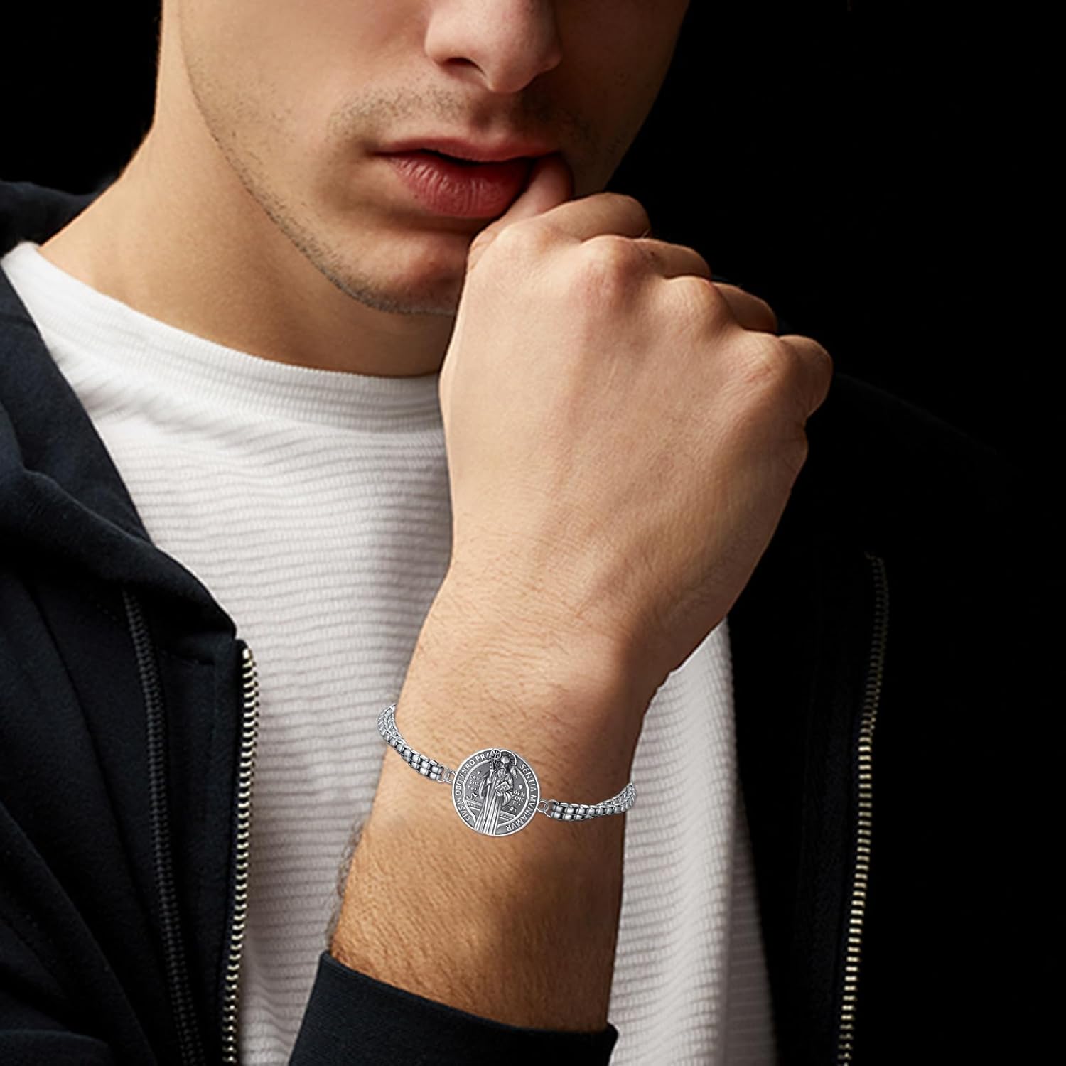 925 Sterling Silver Patron Saint Medal Bracelet Amulet Protection Jewelry Birthday for Men Women with Gifts Box - Image 5