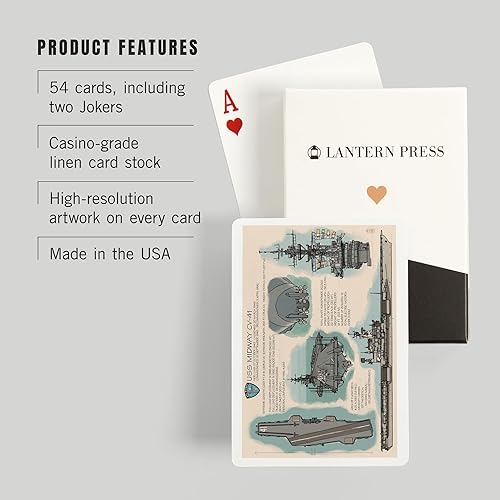 Miniatura 3 de Lantern Press San Diego, California, USS Midway Technical (52 cartas de juego, baraja de cartas de tamaño póquer con comodines)
