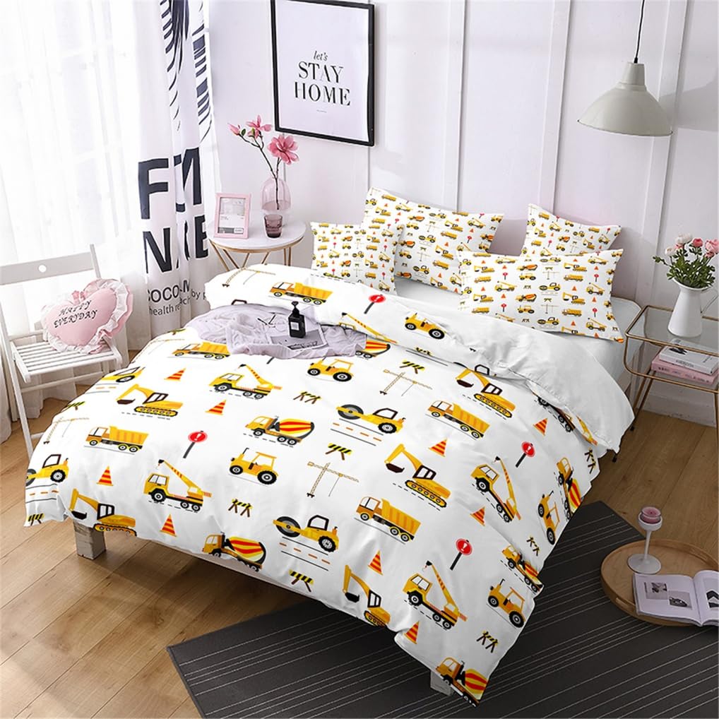 Infantil Juegos de Cama 3D Dibujos Animados Coches Tren Excavadora Impresiones Fundas nórdicas para Niños Niñas Adolescentes Funda de edredón (Estilo 4,220x240 cm - Cama 150 cm)