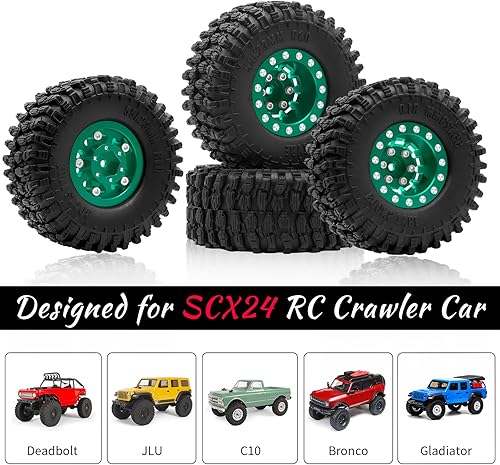 Miniatura 6 de OGRC - 4 ruedas y neumáticos de aleación de aluminio SCX24 para axial SCX24 Gladiator Bronco C10 JLU cerrojo de seguridad RC para actualizaciones de