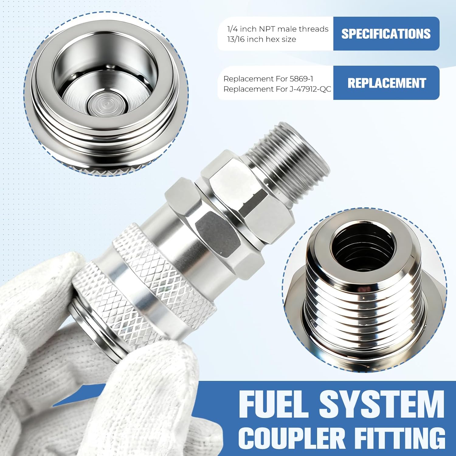 Fuel System Coupler Fitting Replacement for 5869-1 J-47912-QC Connection to 'Compu-Check' Quick Connect Fitting Compatible with Detroit Diesel S60 Cummins Caterpillar MBE900 MBE4000 Engines