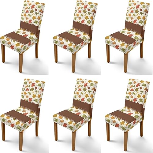 Miniatura 40 de Rnyleeg Fall Autumn Seat Covers for Dining Chairs Set of 2 Leaves Themed Stretch Dining Chair Covers Soft Comfy Chair Slipcovers for Kitchen Hoja de