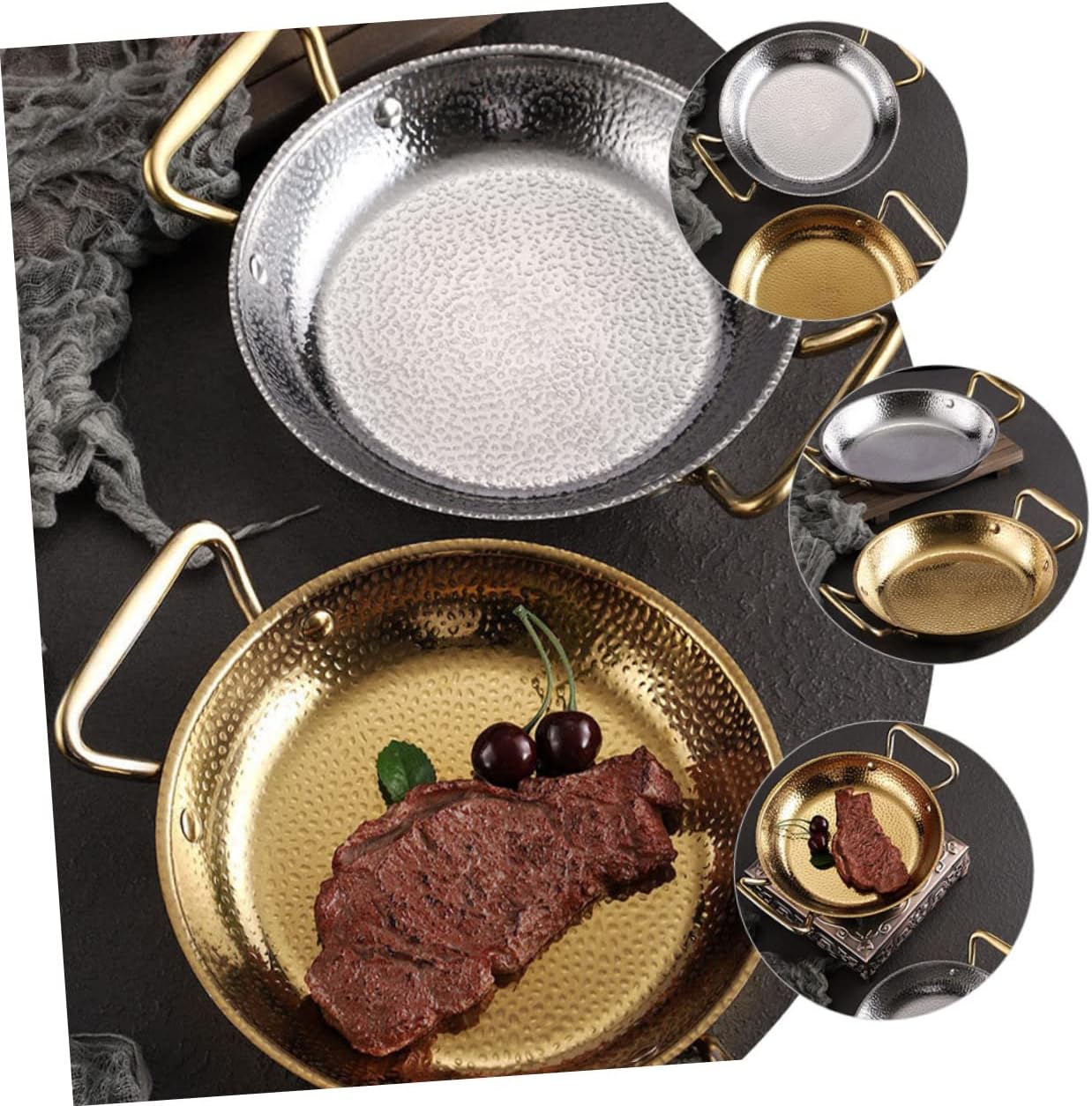 Zerodeko Cooking Pot for Korean Style Soup Paella Seafood Stainless Steel Pan Double Handles Heat Resistant