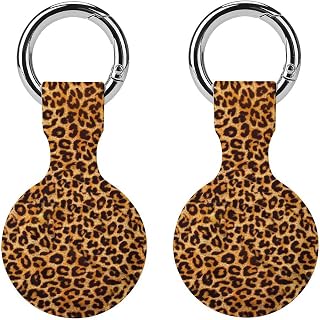 Animal Leopard Print Funny Cover Compatible with AirTag Case Protector GPS Tracker Storage Bag Box with Keychain Novelty Gifts
