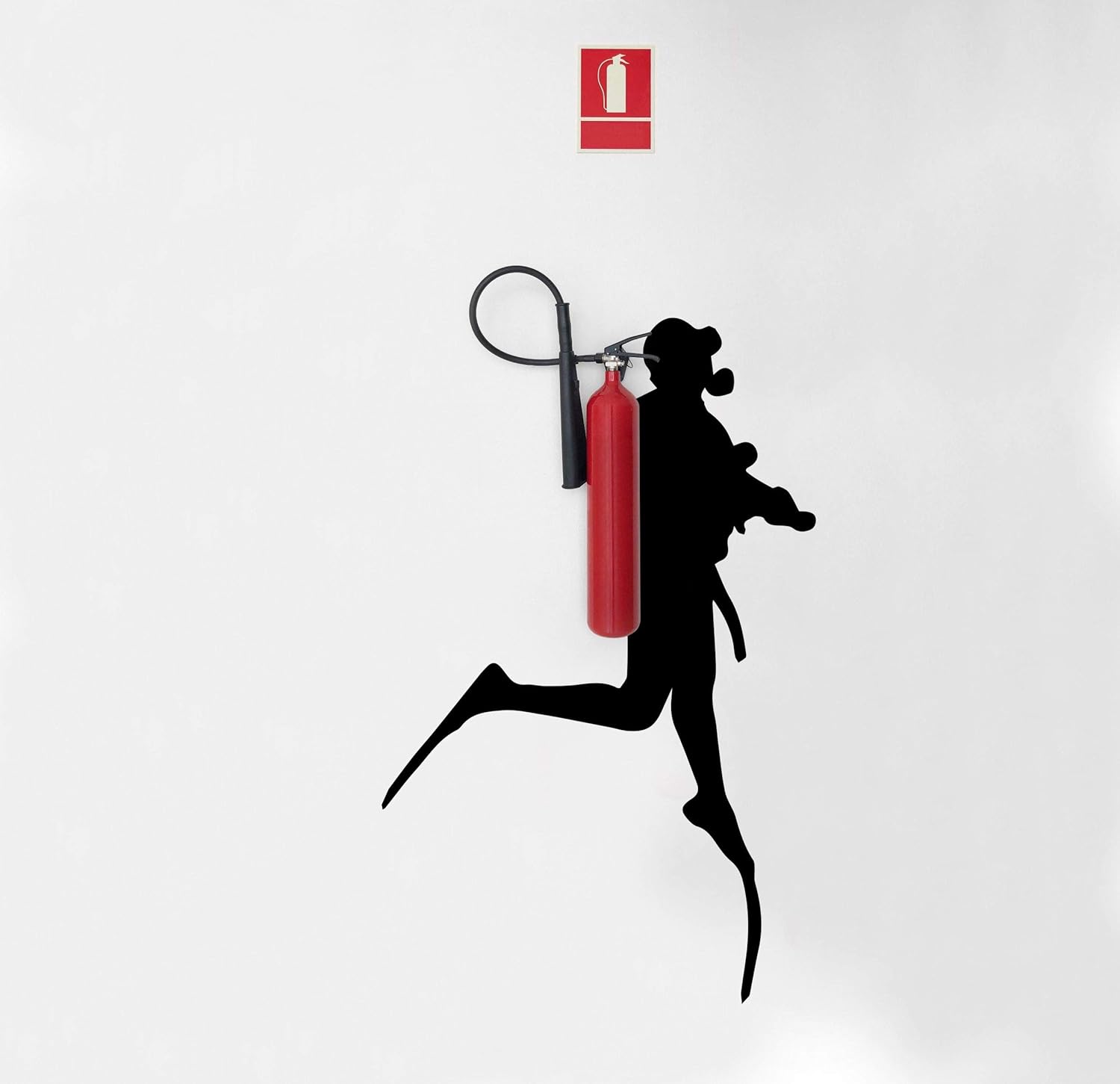 Scuba Diver Wall Sticker - Fire Extinguisher Deep Dive Silhouette Vinyl Gift Decal - Down Diving Happy Diver Art Creative for Office Mural