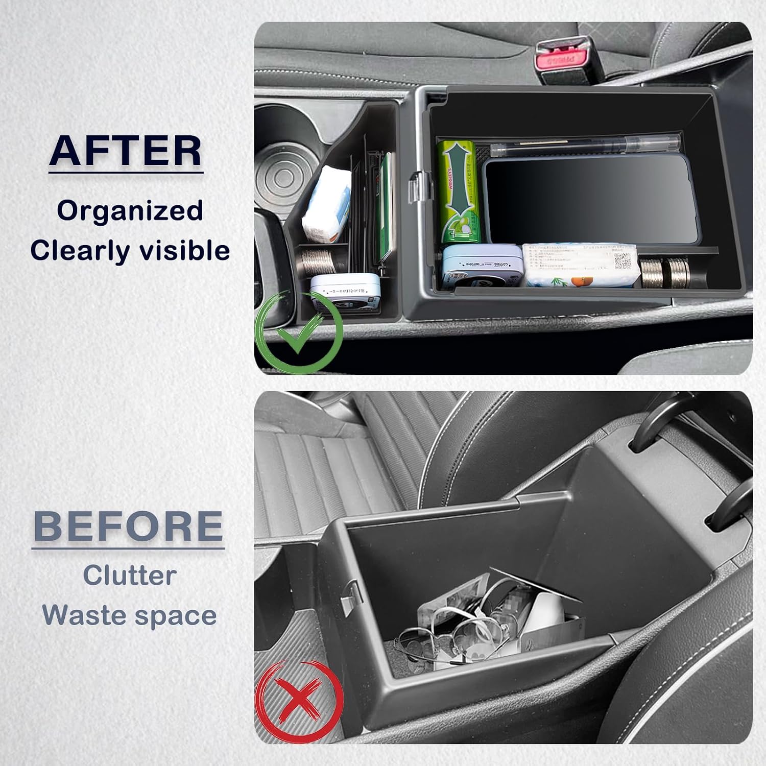 Center Console Organizer Compatible with Kia Sportage NQ5 Hybrid 2023-2025 2026 Armrest Storage Box Middle Console Tray Interior Accessories-Hybrid Edition with Electronic Transmission ONLY