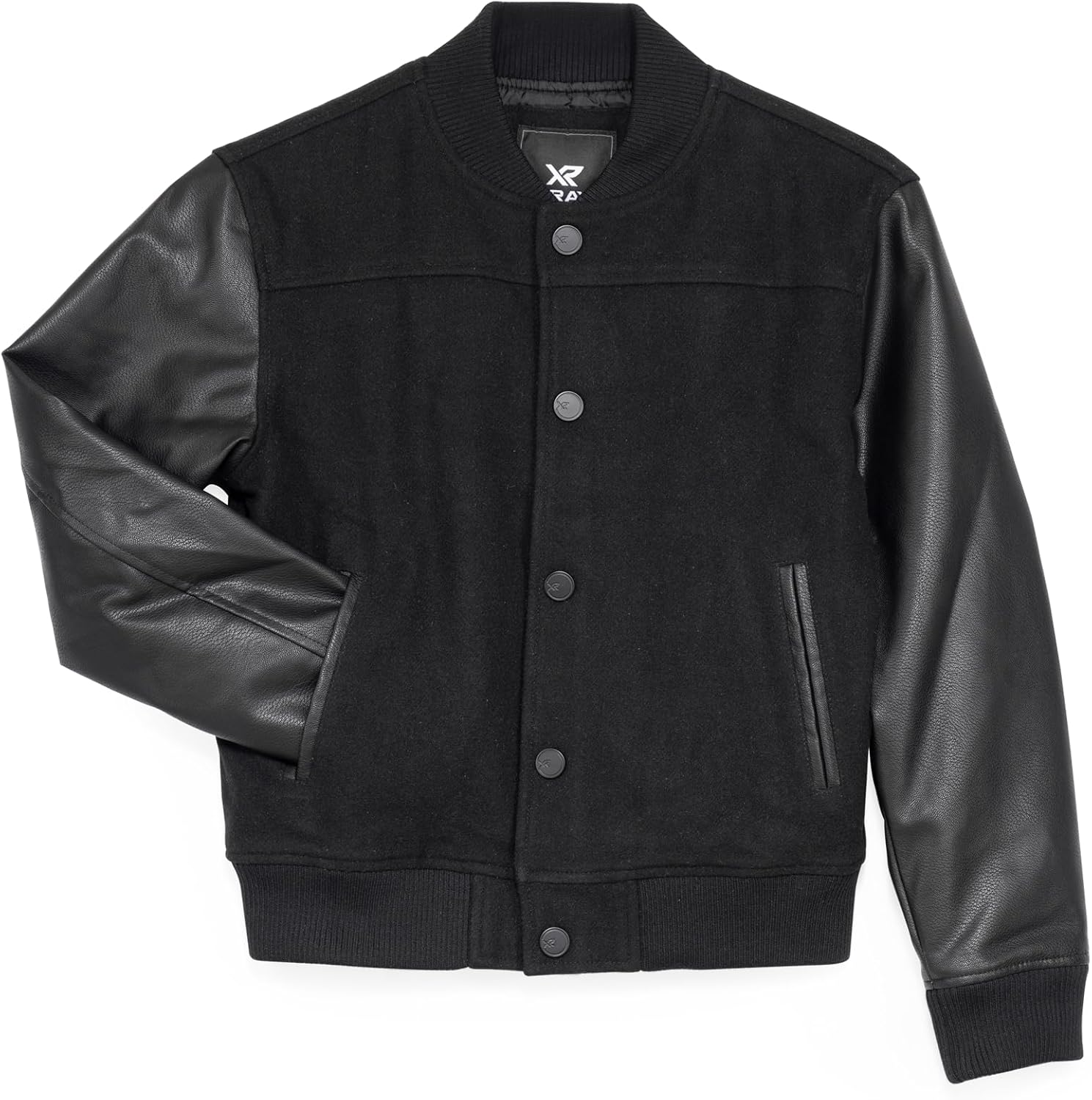 X RAY Boys Outerwear Coat with Faux Leather (S - XL), Wool Varsity Bomber Jacket for Kids W/Grainy PU Sleeves for Boys - Image 4