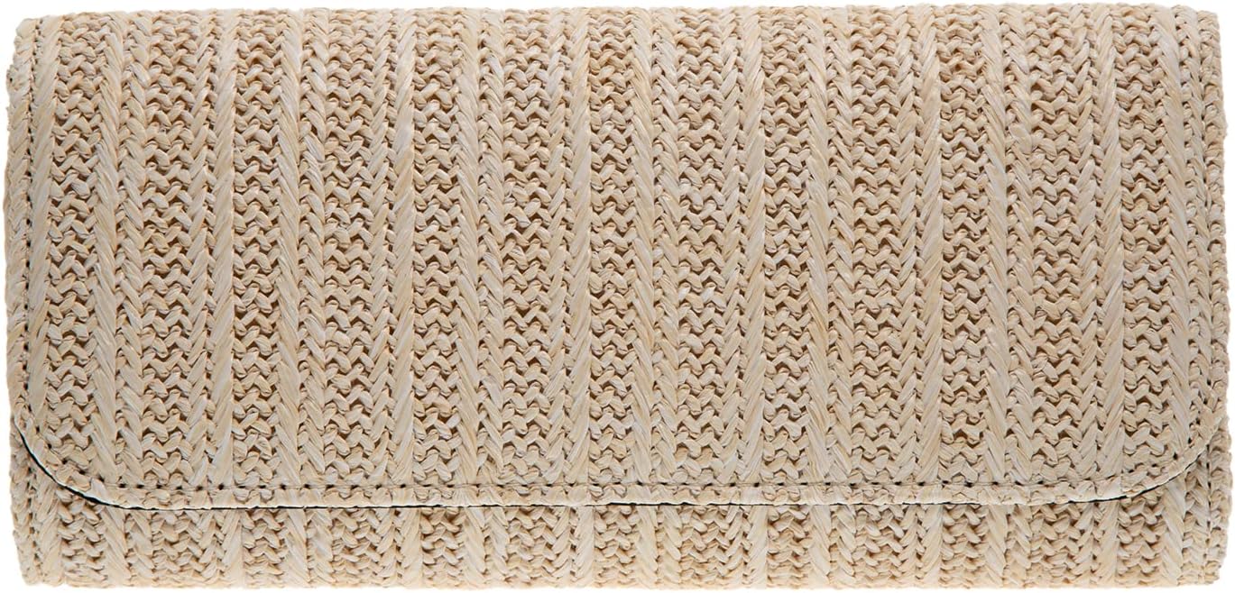 JNB Women's Natural Straw Clutch Purse, Ivory35