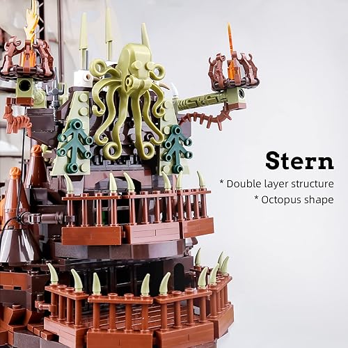 Miniatura 4 de Mould King Kit de construcción de modelo de barco pirata grande, bloque de construcción holandés MOC, juego de construcción de barco pirata para