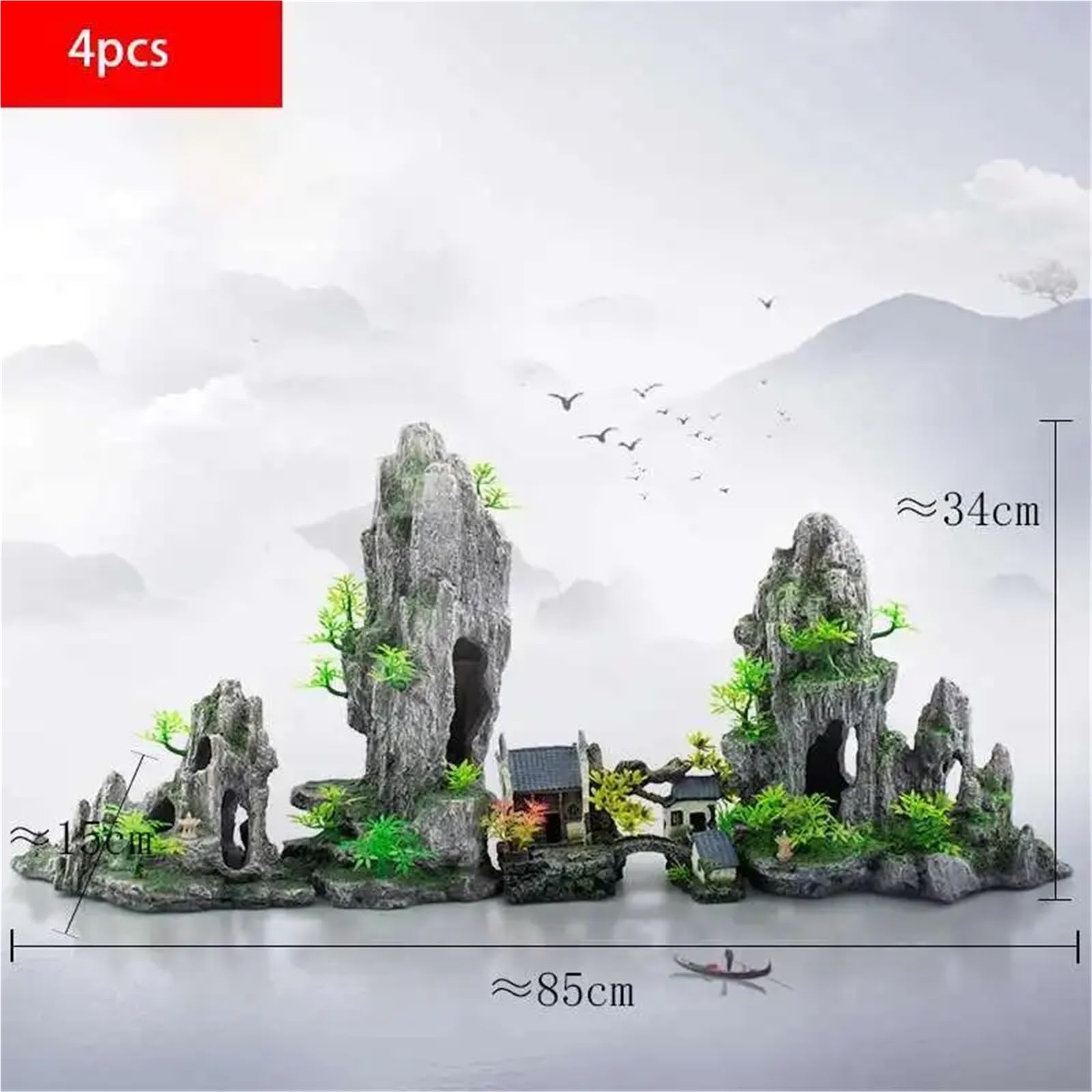 Decorazioni per Acquario Decorazione paesaggistica for acquari, giardino roccioso, simulazione di paesaggio con erba e pietre, pacchetto paesaggistico acqua, scatola for acquario