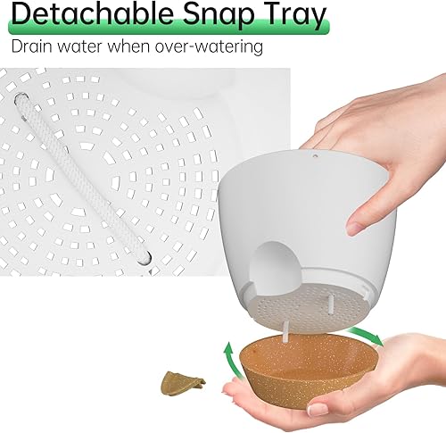 Miniatura 52 de ZMTECH Macetas colgantes de 12 pulgadas para plantas de interior y exterior, 1 paquete de macetas colgantes de riego automático con agujeros