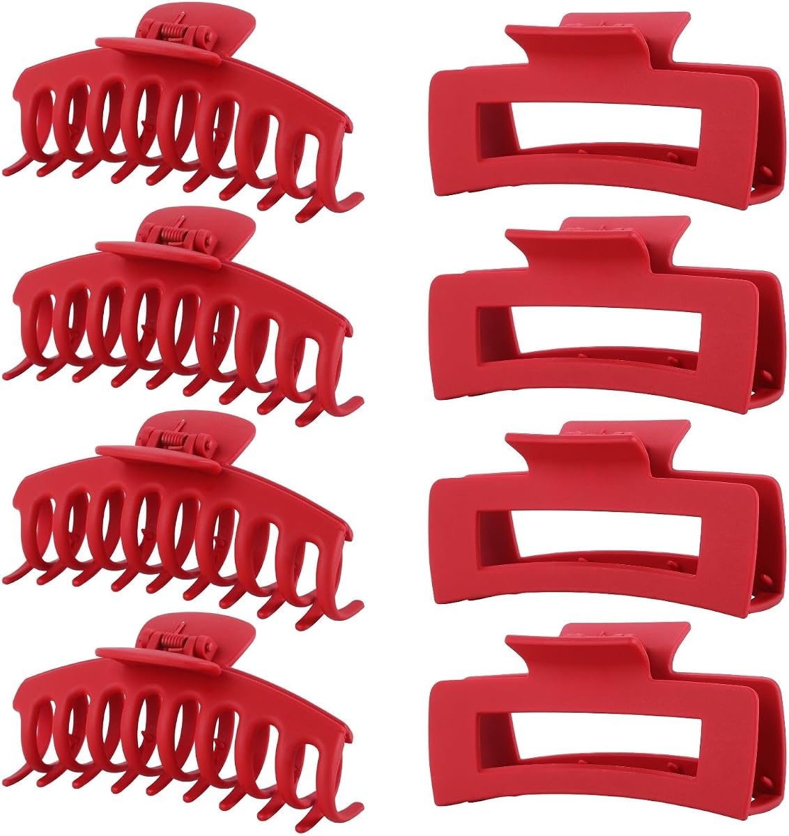 Red Hair Clips for Women - 8 Pack 4.3 Inch Large Hair Claw Clips for Women Thin Thick Curly Hair, Big Matte Banana Clips,Strong Hold jaw clips
