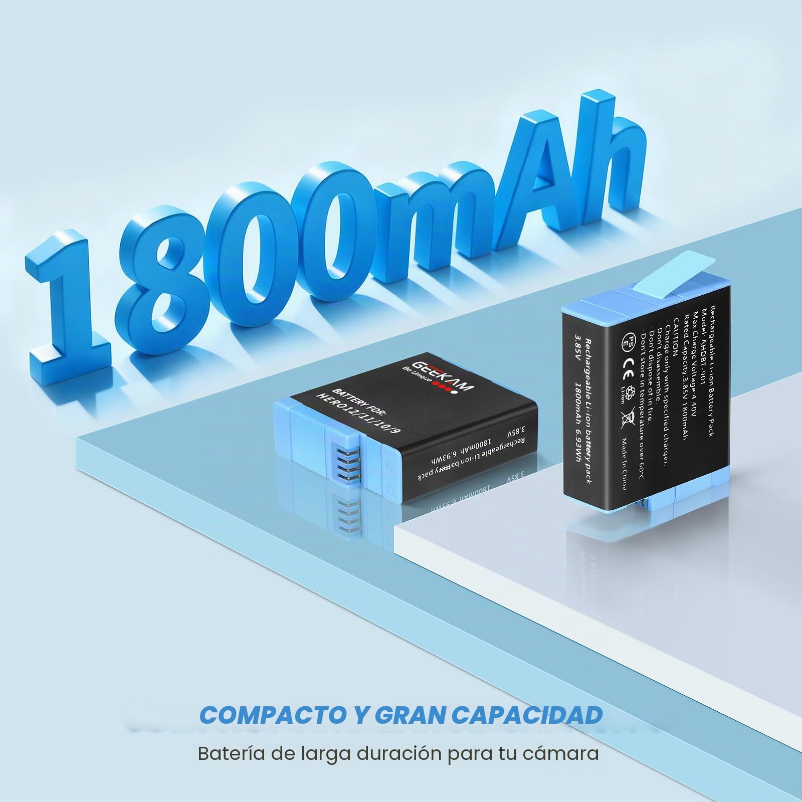 2 baterías recargables compatibles con Hero 9 10 11 12