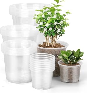 Clear Nursery Pots with Drainage, 28 Pack 4/5/6/7 Inch Clear Plastic Pots for Plants, Seed Starter Pots(4+5+6+7 Inch)