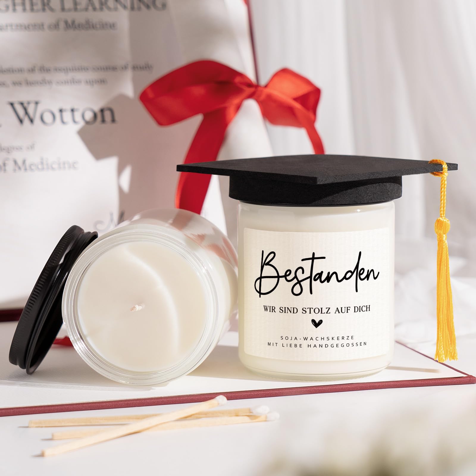 Bestandene Prüfung Geschenk, Duftkerze Master Bachelor Abschluss Geschenke, "Bestanden WIR SIND STOLZ AUF DICH", Prüfung Bestanden Geschenk für Schüler Führerschein, Abschlussgeschenk