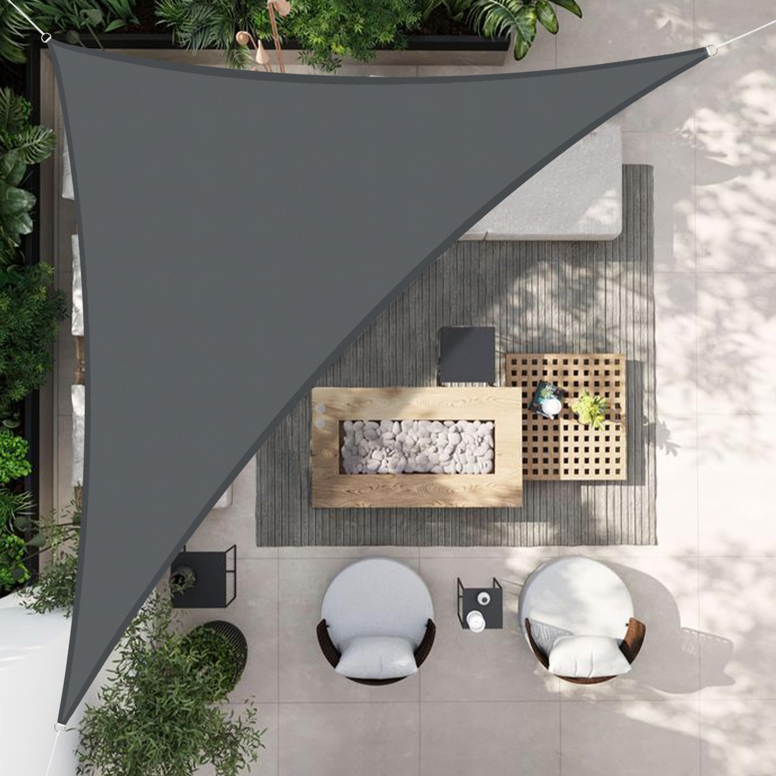 HENG FENG Sonnensegel Dreieckig Wasserdicht 3x3x4,25m, Anthrazit