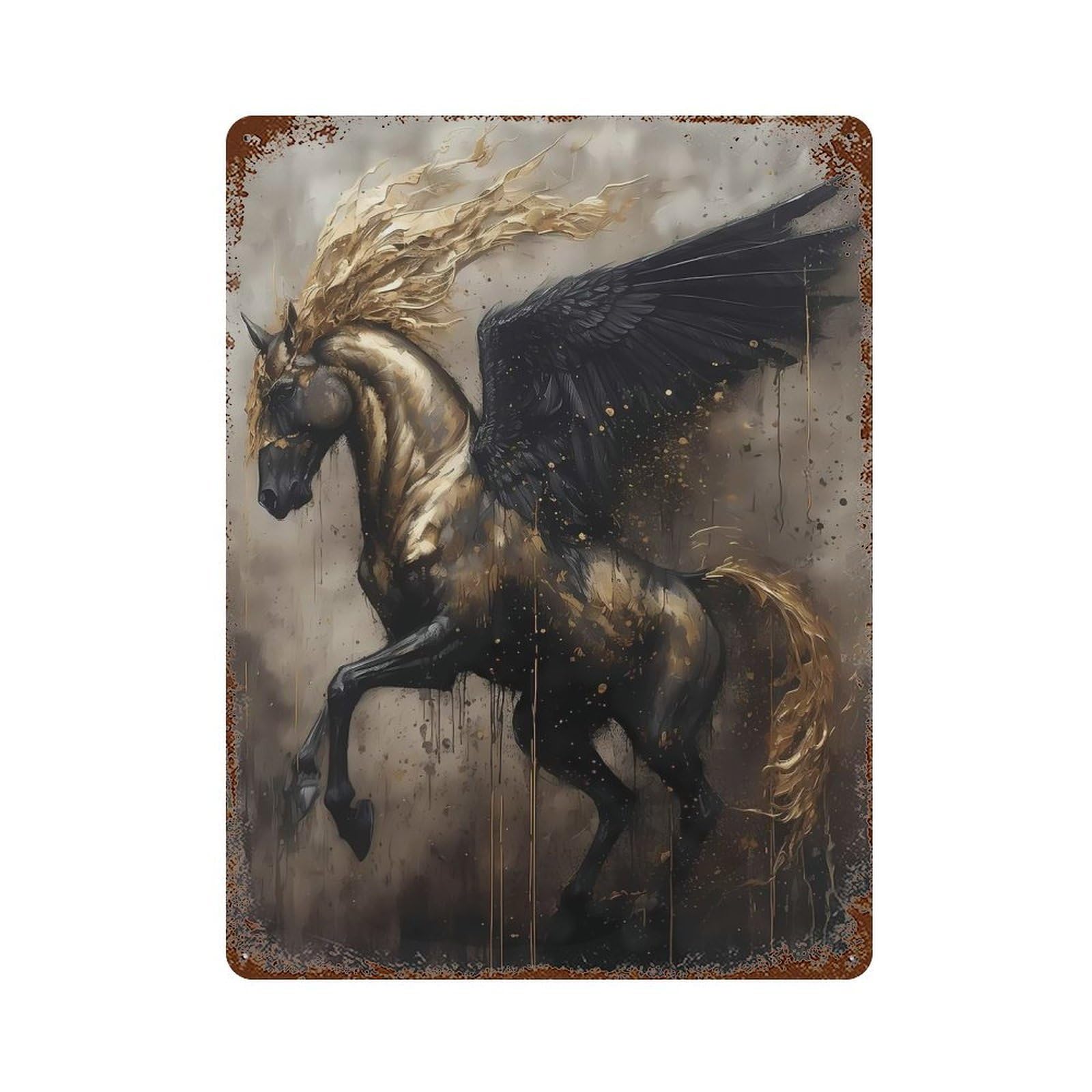 Garage Style Pegasus Mythological Decorative Tin Sign 15.7"x11.8", Farmhouse Wall Decor for Bar And Workshop