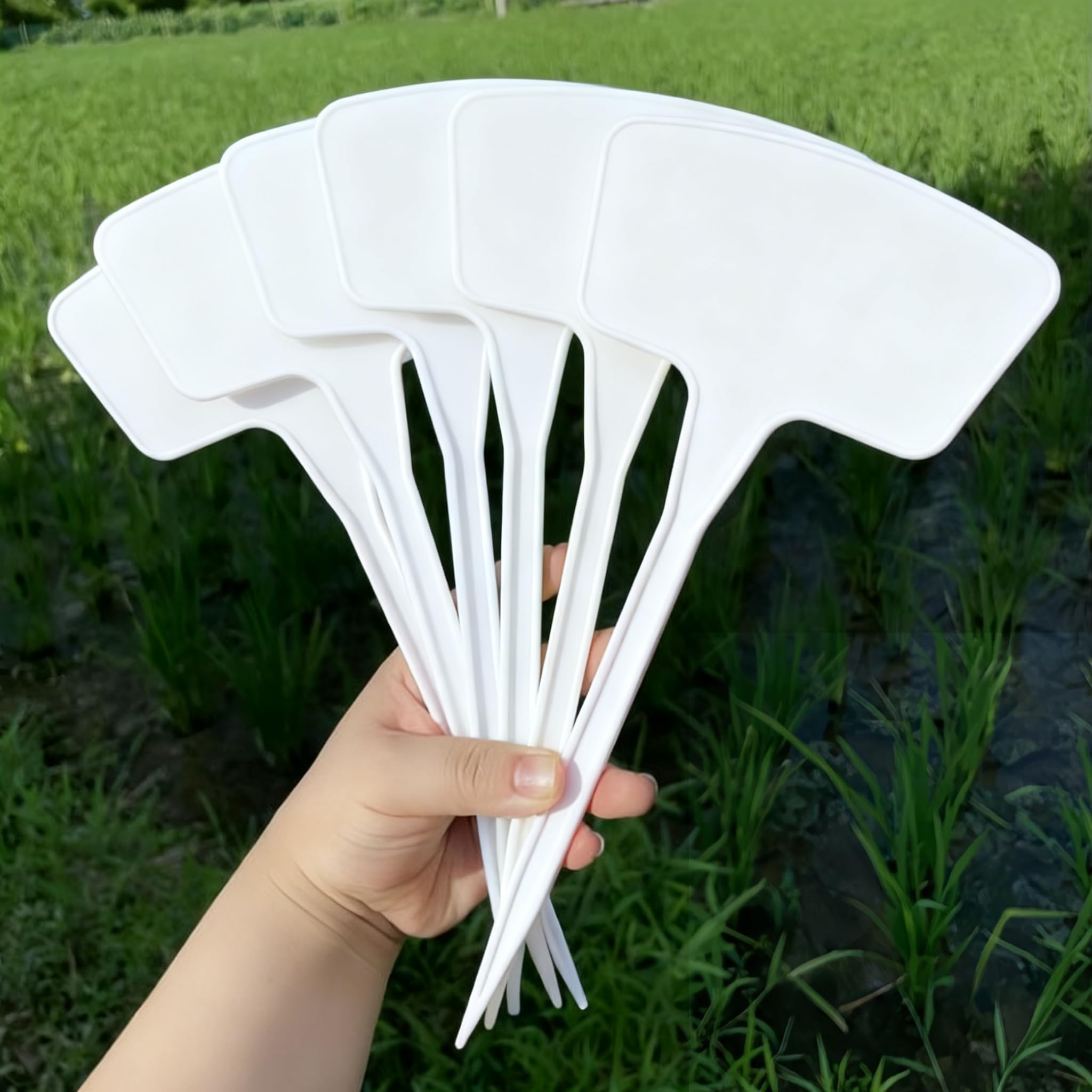 Photo 1 of 100pcs Plastic Plant Labels, BetterJonny 7.9''/20cm Large T-Style Plastic Plant Labels Waterproof | Durable Garden Markers for Outdoor Seedlings & Nursery