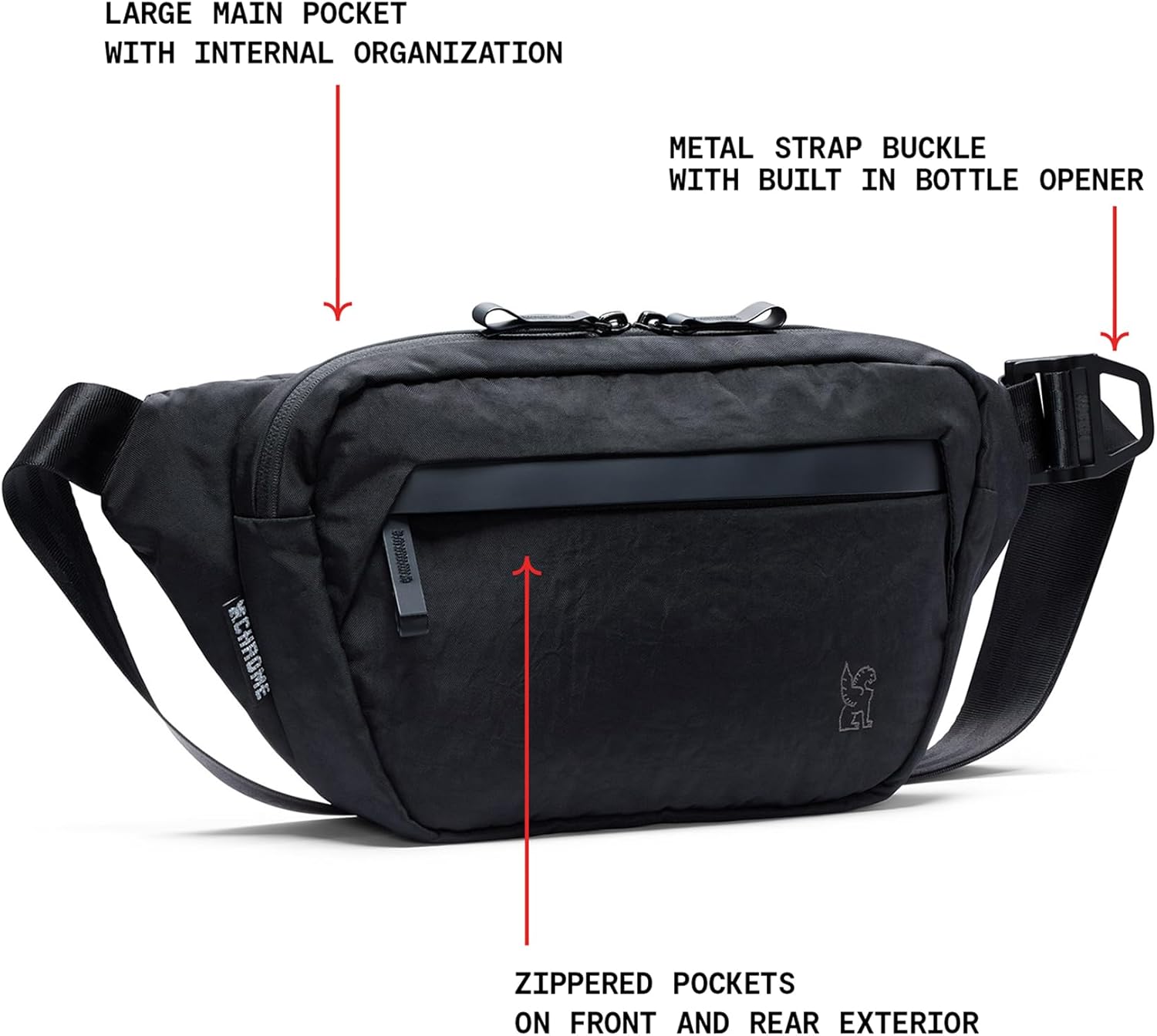 Chrome Industries Sabin Sling Bag for Men and Women – Large Main Compartment, Lightweight Recycled Materials and Metal Adjuster Buckle – 6L, Black - Image 4