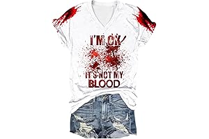 Horror Scary Halloween Trick Blood T Shirts for Women Halloween Costume Scary Death Grim Reaper