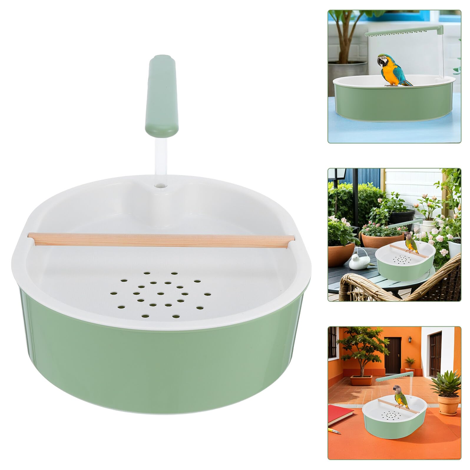 GARVALON Doccia per Pappagalli Automatica con Pompa Silenziosa Vasca da Bagno Antiscivolo con Posatoio Bagnetto per Uccelli in Gabbia Adatta Pappagalli Calopsitte e Canarini Accessorio