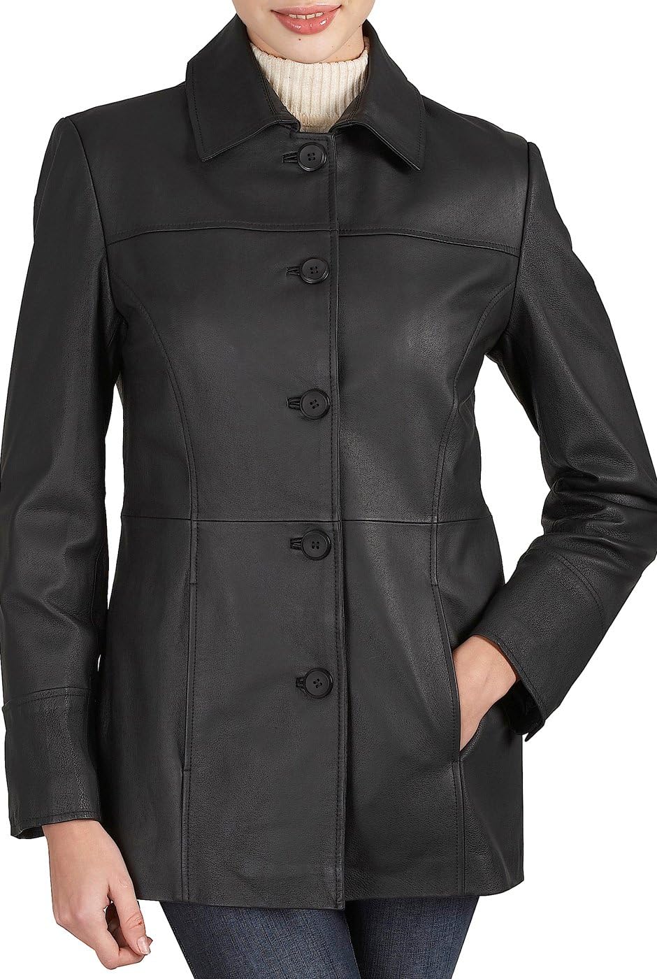 BGSD Women Megan Lambskin Leather Car Coat (Also available in Plus Size & Petite) - Image 3