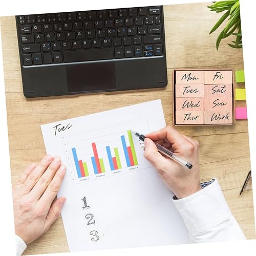 Miniatura 4 de Juego de 16 sellos de goma de madera, letras de semana y abreviaturas para manualidades, álbumes de recortes, decoración de diario y cuenta de mano