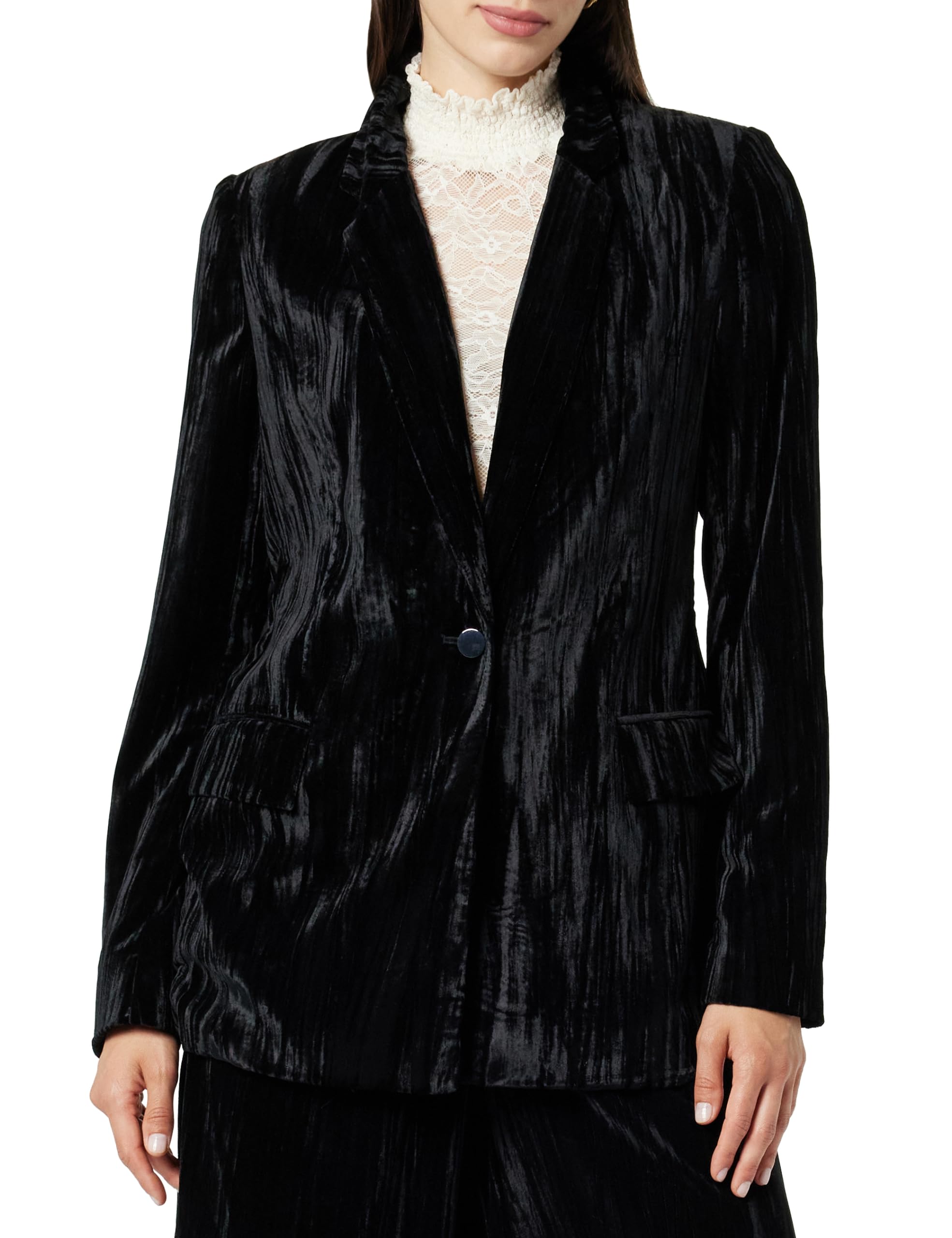 Photo 1 of The Drop Women's Blake Long Blazer, Black Velvet, Large