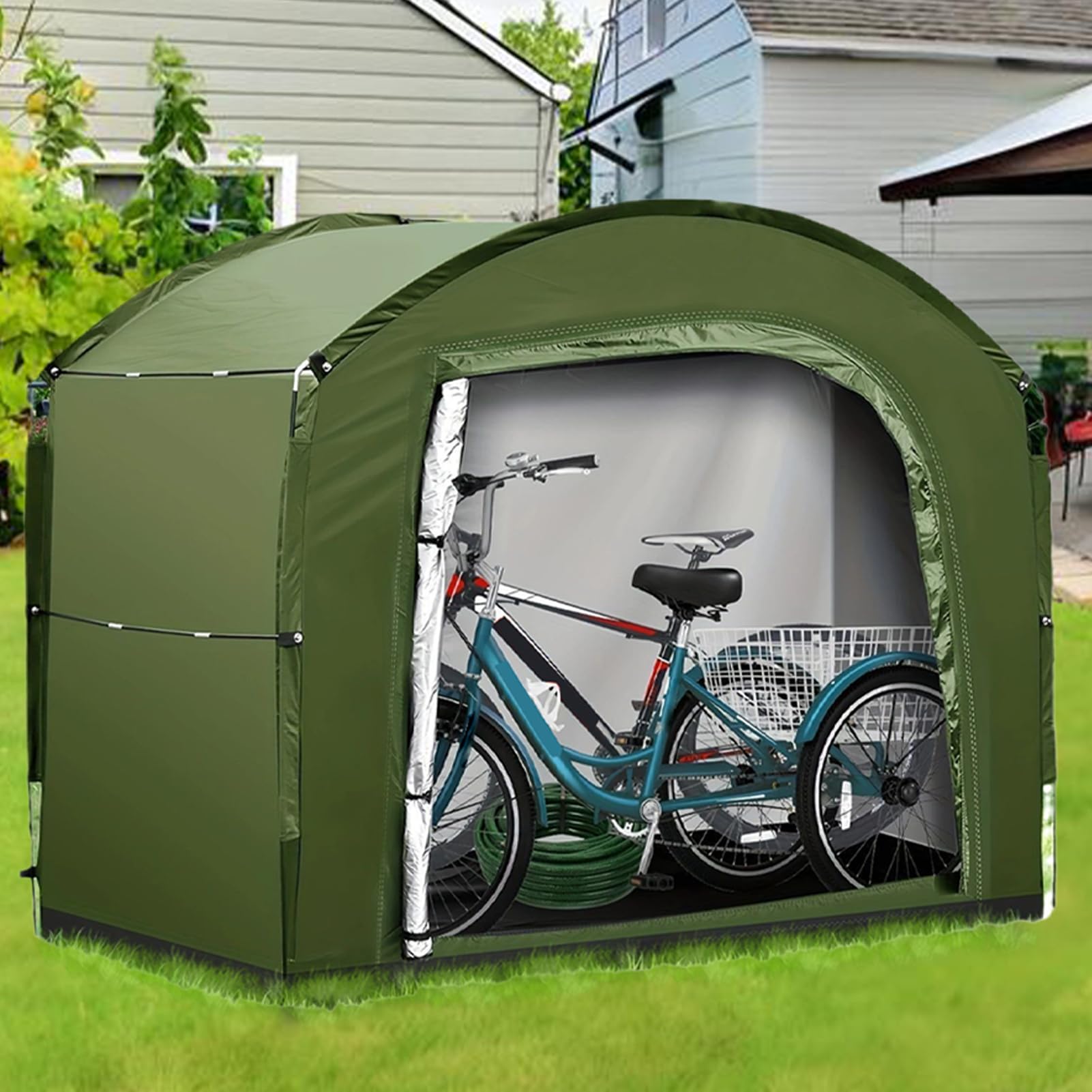 Generico Fahrrad Abstellzelt,Organizer Zelt Aus Oxford-Stoff Für Fahrräder - Großvolumige Für Gartenwerkzeuge Campingausrüstung Poolzubehör