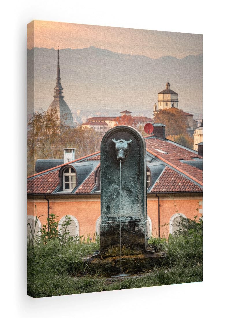 Generico Quadro su tela decorativo da parete, stampa su canvas ad alta qualità (soggetto della foto: Torino - La Mole Antonelliana i Cappuccini e un Turet), 75x50cm