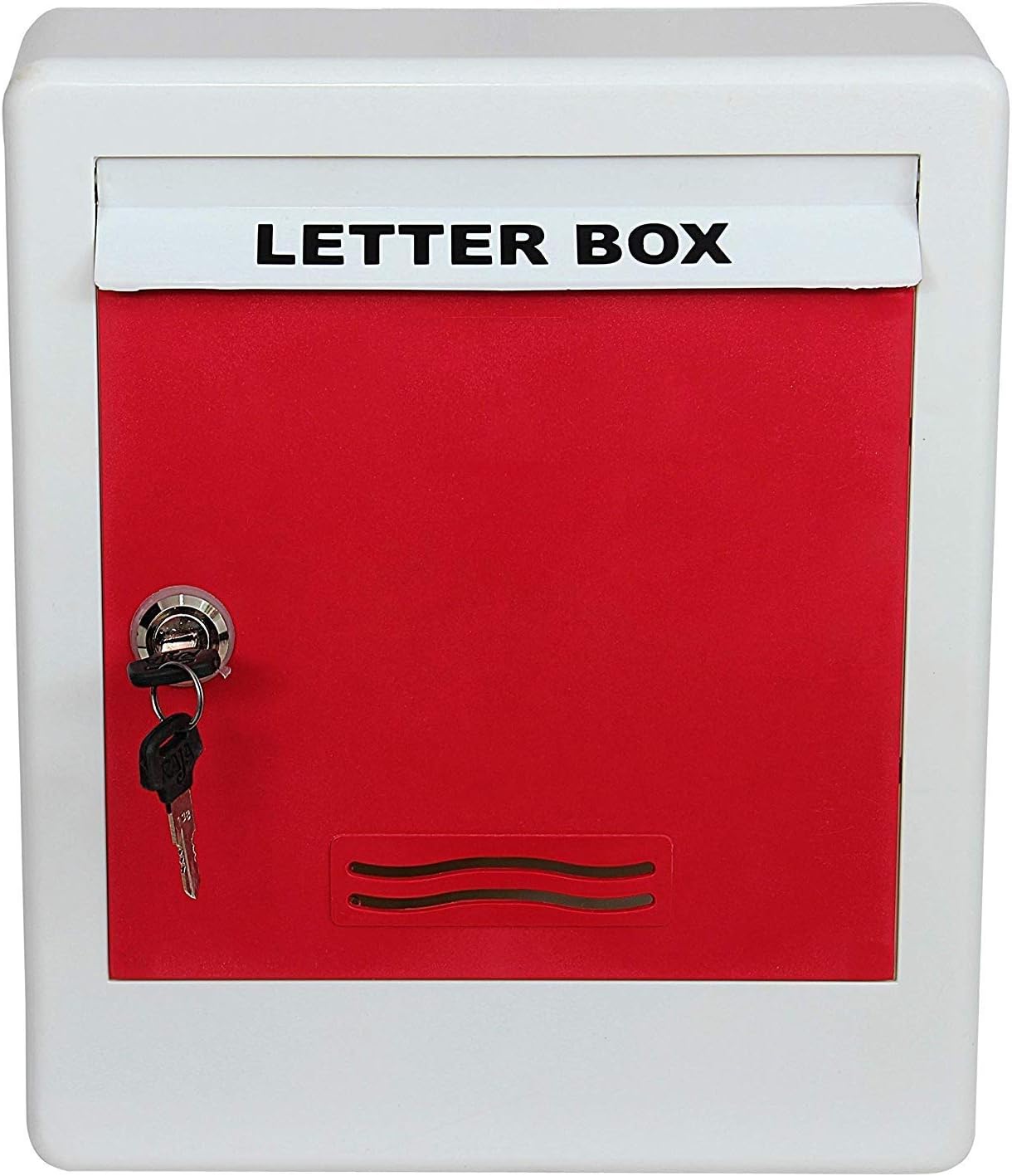 Lepose Plastic Letterbox with 2 Keys (Red and White, 225 X 275 X 95 mm)