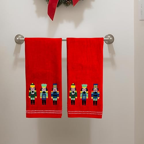 Miniatura 156 de Juego de 2 toallas de mano de baño de Navidad, color gris oscuro, 100% algodón, bordadas, diseño de copos de nieve, 16 x 25 pulgadas, toallas 24 Let