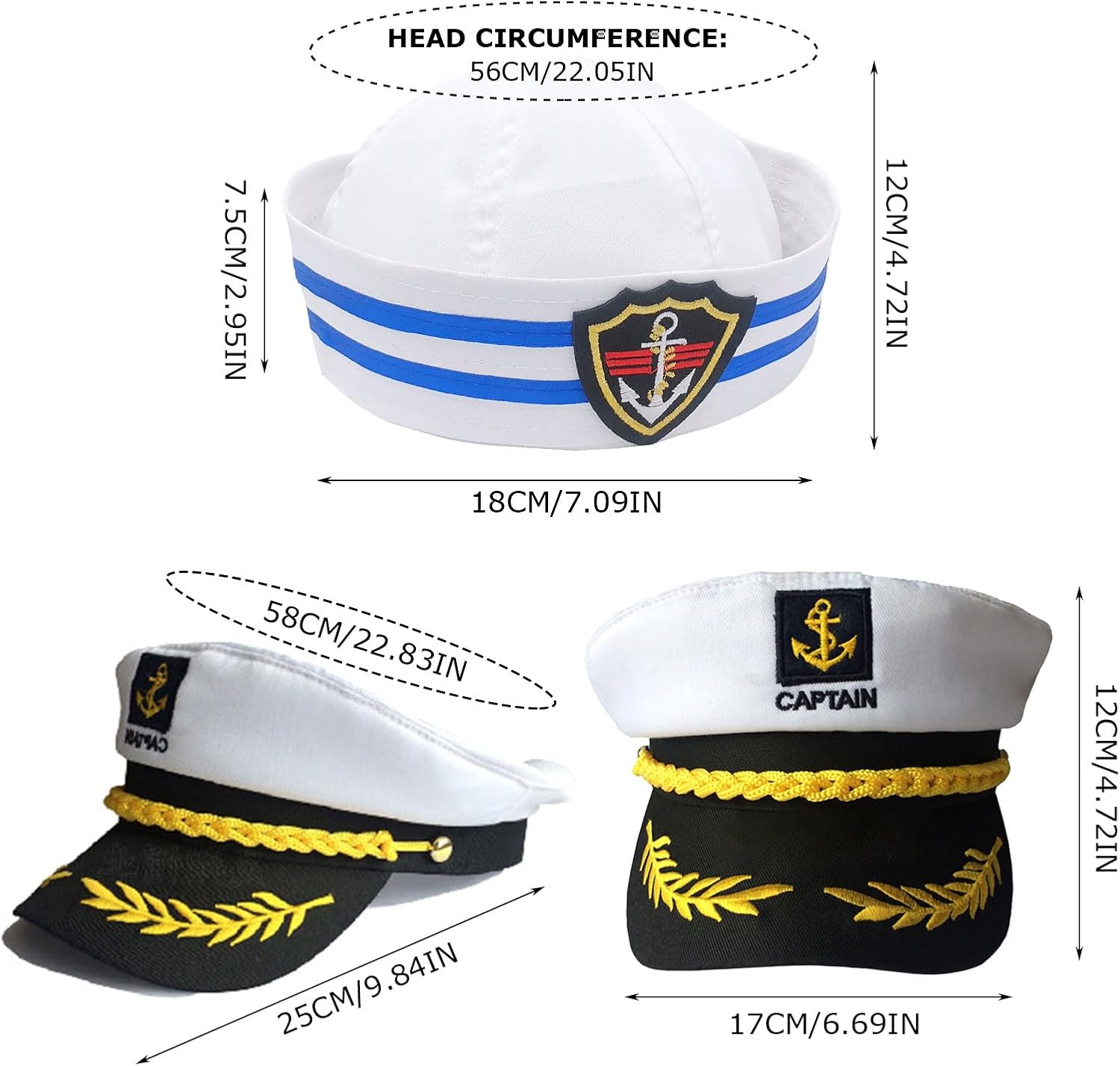 Set De Disfraz De Capitán Y Marinero | Sombrero, Bufanda Y Gafas De Sol Para Niños Y Adultos, Fiesta Náutica