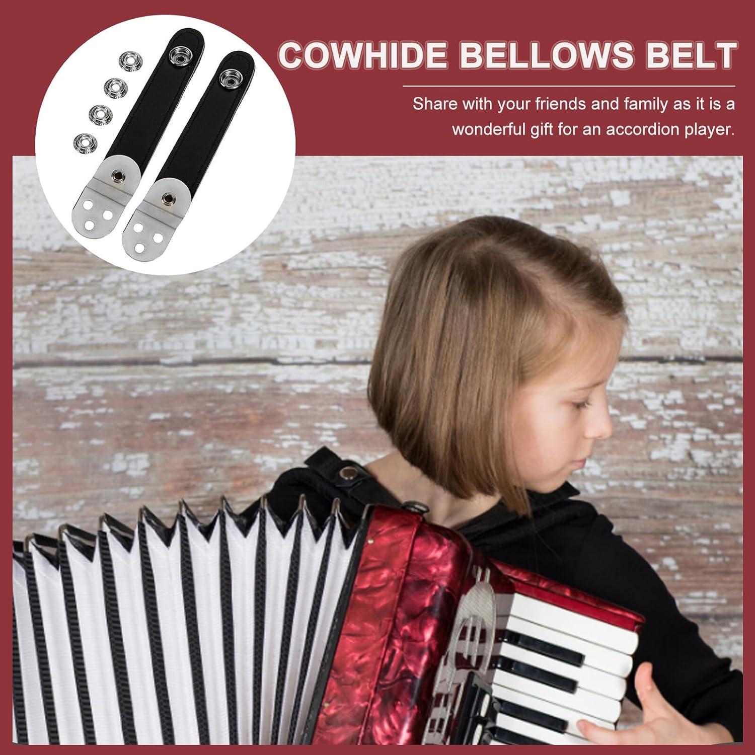 TIDTALEO Accordion Bellows Straps Double-Layer Metal Buckle Strap Replacement Accessory for Accordion Fixation 2 Straps with 4 Fasteners Compact Accessories