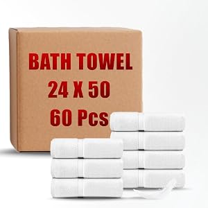 Luxury 100 Cotton Bulk Salon Towels 24x50 - 60 Bath Towels Bulk - Quick Dry - Soft -