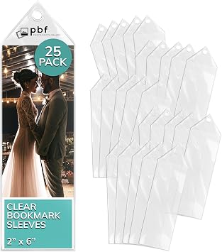 pbf PHOTO BOOTH FRAMES Vinyl Bookmark Sleeves for 2x6 Photobooth Pictures | Photo Strip Holder | Personalized Bookmarks 25-Pack