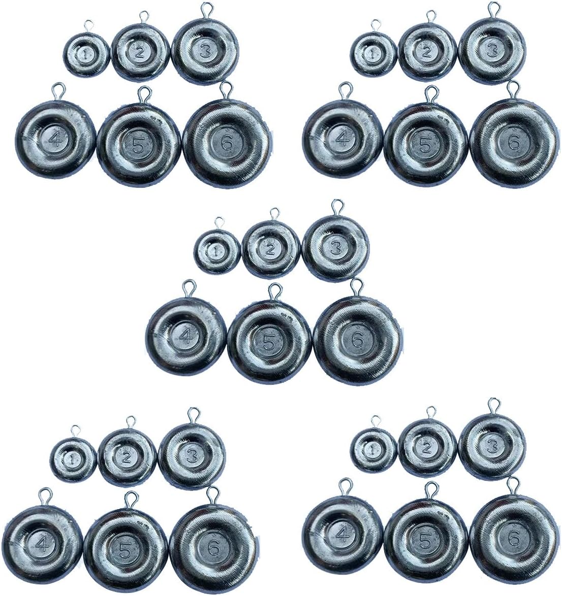 Fishing Disc Sinkers Weights Disc Sinker Fishing Sinkers Weights for Saltwater Catfishing Trolling Surf Tackle 25pcs