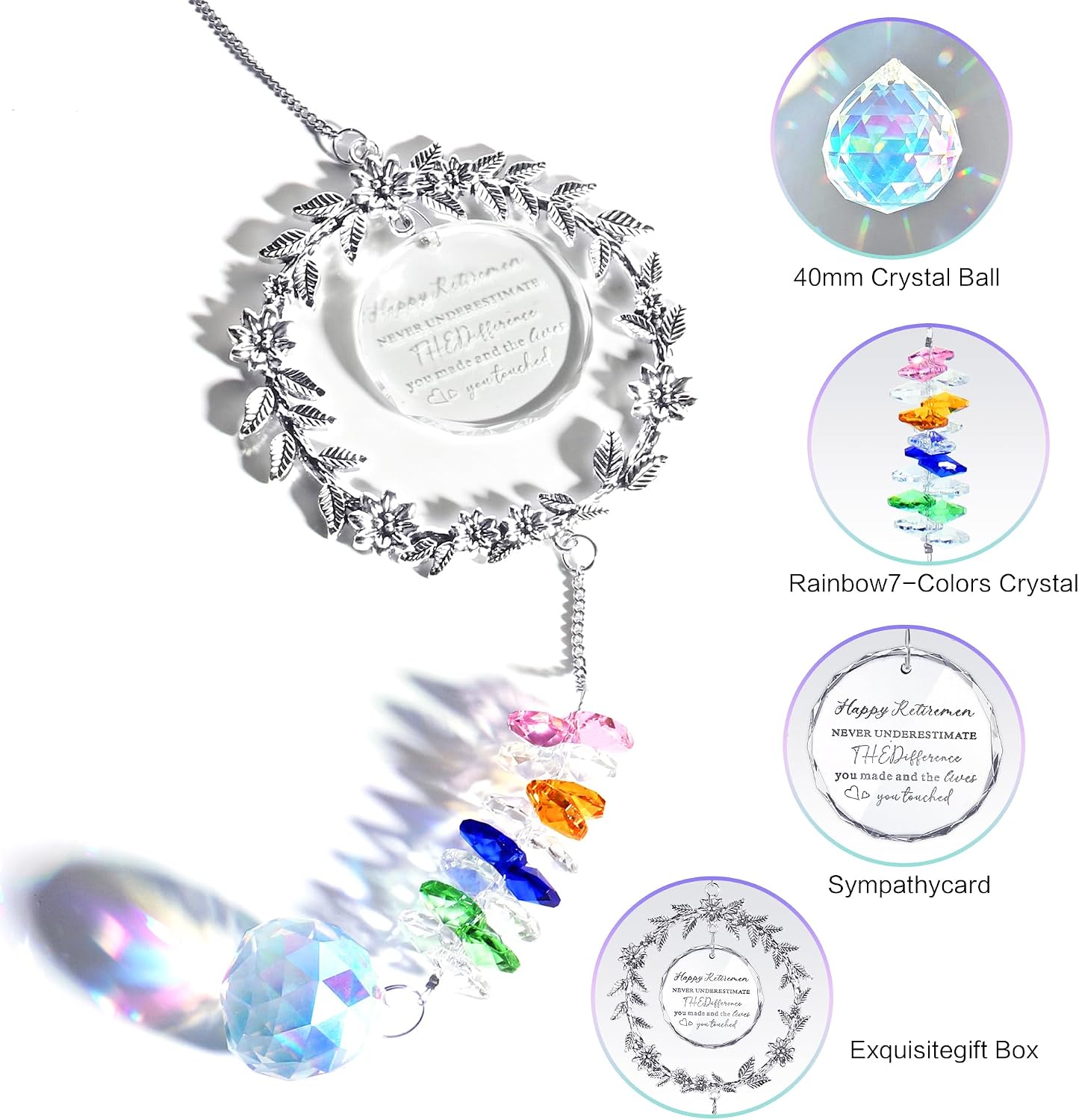 Retirement Gifts,Sun Catcher Ornament for Window Rainbow Maker,Remembrance Gifts for Retired Doctor,Teacher,Friend image 3