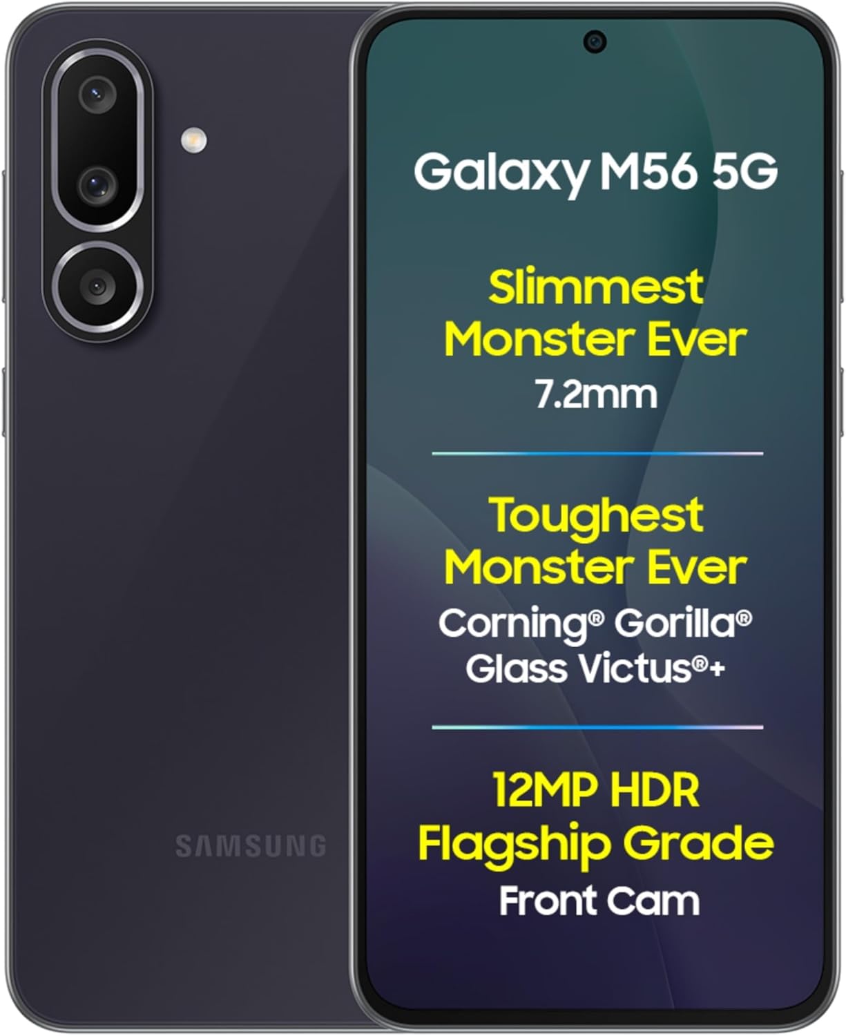 Samsung Galaxy M56 5G (Black, 8 GB RAM, 256 GB Storage) | Slimmest Phone in The Segment | Gorilla Glass Victus+ | 10 Bit HDR Video | Enhanced Nightography | 4nm Processor | Vapor Cooling Chamber
