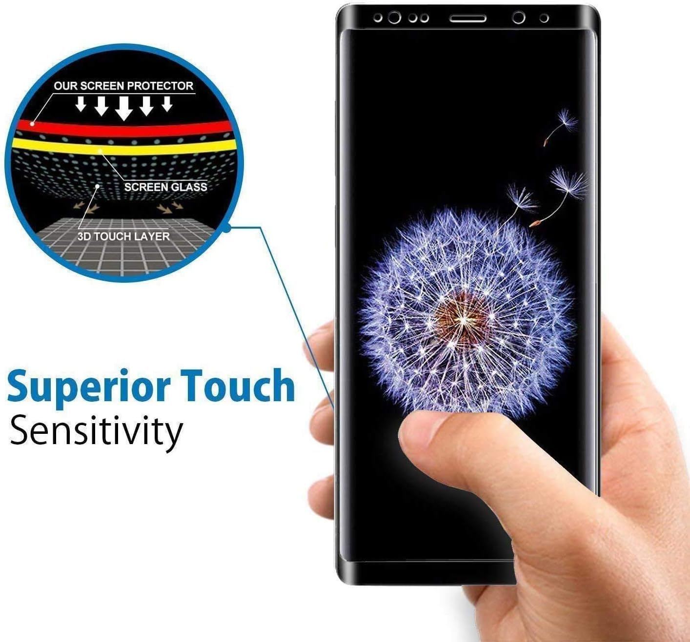 Galaxy S8 Plus Screen Protector, [2 Pack] 9H Tempered Glass, HD Clear, 3D Curved Case Friendly,Bubble-Free for Samsung S8 Plus Glass Screen Protector