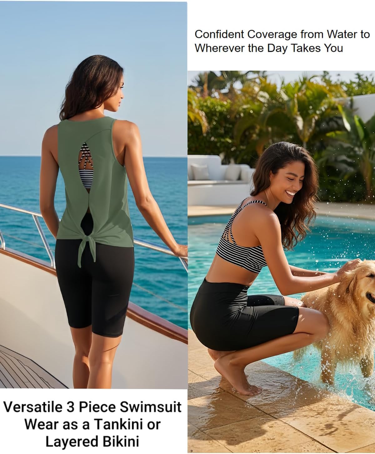 Daci Women 3 Piece Tankini Swimsuits - Athletic Swim Tank Top with Bra Bathing Suit with Shorts Modest Swimwear 2025 - Image 5