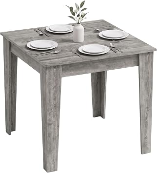 HOMCOM Dining Table for 4 Modern Square 80L x 80W x 75Hcm Grey Wood Effect