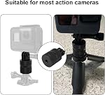 Adaptateur de montage de trépied pour caméra d'action, en aluminium 1/4in 20 Accessoires de montage de caméra avec 360 Rotation de degré compatible avec Hero 13/12/11/10/9/8/7 DJI Décision 6/5 Pro/4/3