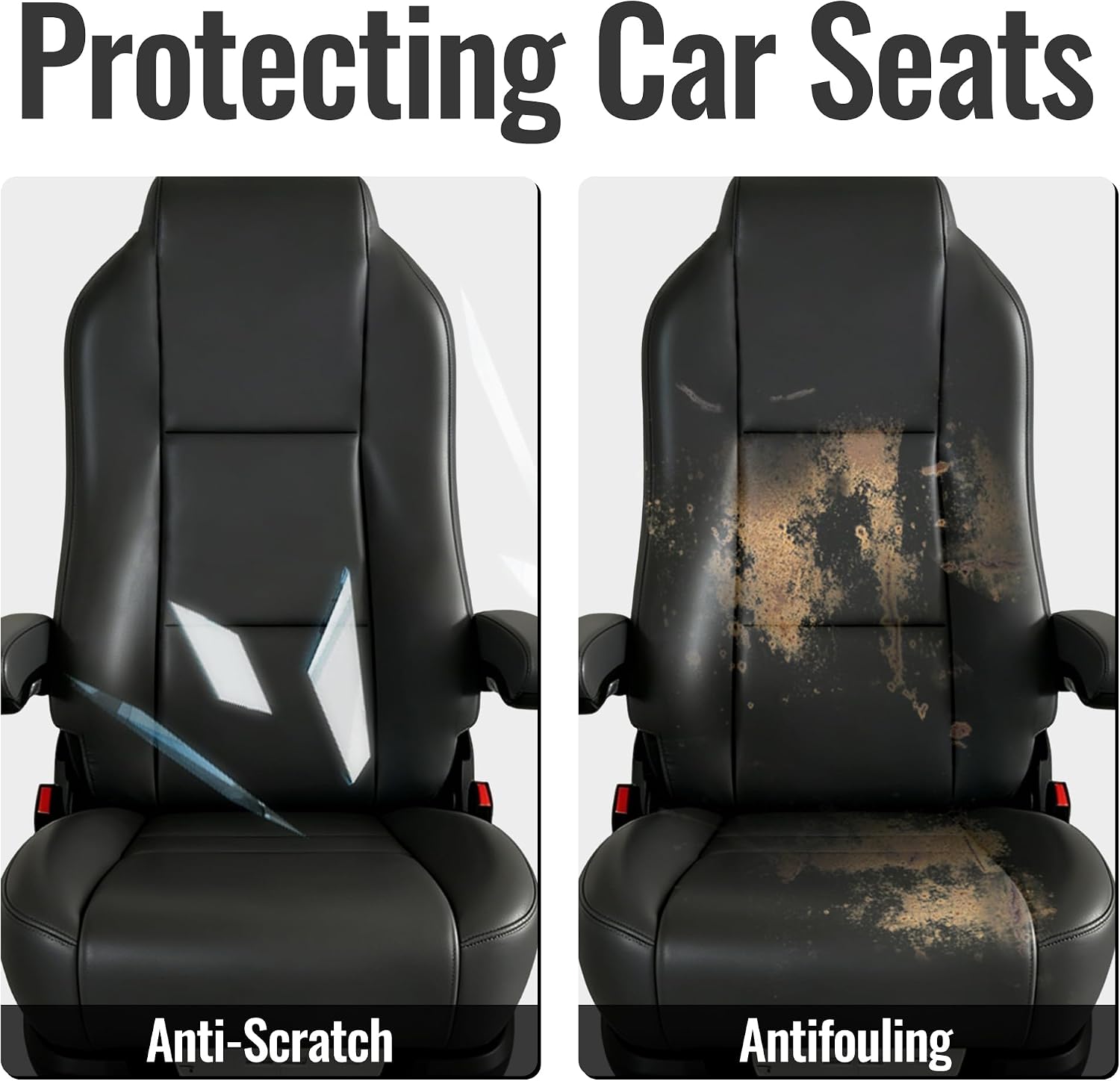 Heavy-Duty Seat Covers for Kenworth T680 T880 W990 2013-2025，Custom Fit for 17" Armrest Seats, Premium PU Leather, Non-Slip Backing, Easy Install Truck Seat Covers -Black