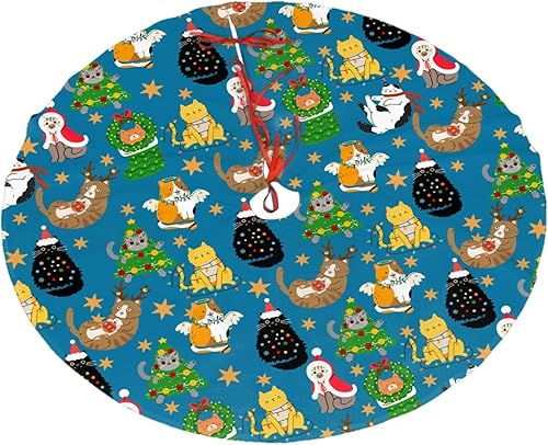 Miniatura 7 de Linda falda de árbol de Navidad de caramelo de jengibre de 30 pulgadas, faldas de árbol de Papá Noel rosa, decoración de árbol de Navidad